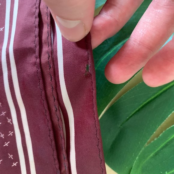 Vintage 1970s Burgundy Feather Print Poly Scarf - Picture 13 of 13